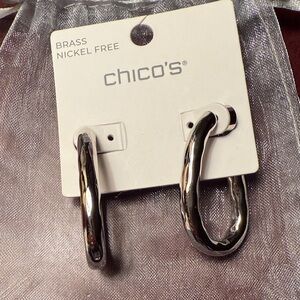 Chico's Shiny Silver Oval Earrings